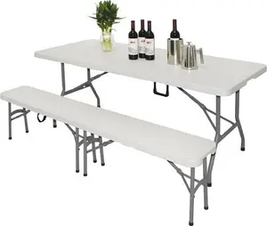 Bolero Rectangular Centre Folding Table 6ft White