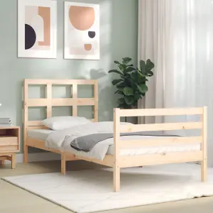 Berkfield Bed Frame with Headboard 90x200 cm Solid Wood