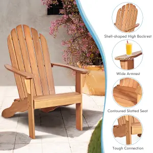 Costway Adirondack Chair Acacia Wood Adirondack Lounger Chair w/ Slatted Seating