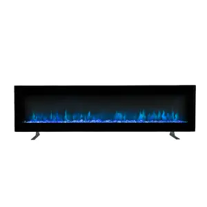 Black Electric Fire Wall Mounted or Freestanding Fireplace Heater 12 Flame Colors with Remote Control 60 inch