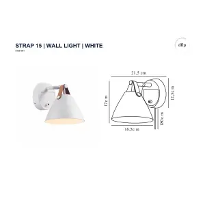 Nordlux DFTP Strap 15 Indoor Bedroom Living Dining Hallway Wall Light In White (Height) 17cm