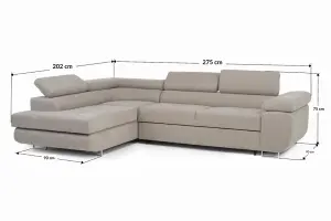 Furniture Stop - Eugene Corner Sofabed Light Grey Left Hand