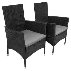 Rattan Bistro Set Furniture 3 PCs Patio Weave Companion Chair Table Set  2 Seater FREE Cover