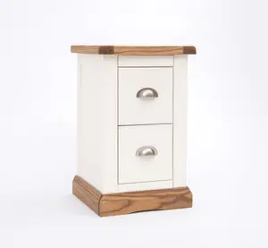 Tropea 2 Drawer Petite Bedside Table Chrome Cup Handle