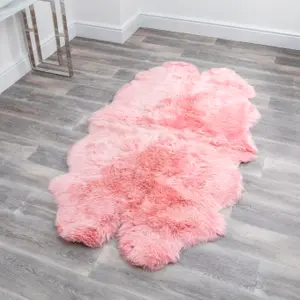 Luxurious Quad Blush Pink Sheepskin Rug