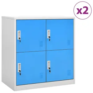 Berkfield Locker Cabinets 2 pcs Light Grey and Blue 90x45x92.5 cm Steel