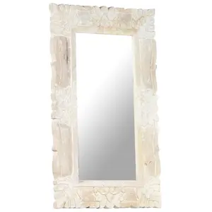 Berkfield Mirror White 80x50 cm Solid Mango Wood