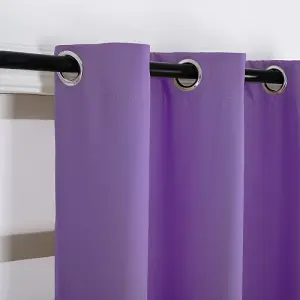 Purple Blackout Curtains - Eyelet Thermal Curtain  - 46 x 72 Inch Drop - 2 Panel