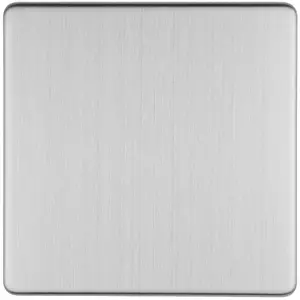 Single SCREWLESS SATIN STEEL Blanking Plate Round Edged Wall Box Hole Cover