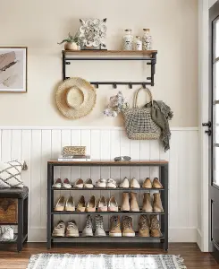 VASAGLE Shoe Rack, Shoe Organiser with 3 Mesh Shelves, for Hallway, Living Room, Bedroom, Simple Structure, Stable, Industrial