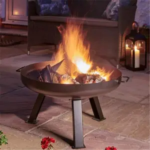 60cm Black Steel Fire Pit (2 Handles)