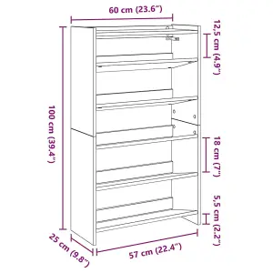 Berkfield Shoe Rack Old Wood 60x25x100 cm Engineered Wood