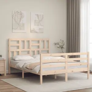 Berkfield Bed Frame with Headboard Small Double Solid Wood