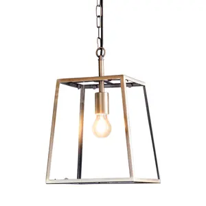 Ceiling Pendant Light Matt Antique Brass & Clear Glass 10W LED E27 e10265