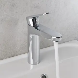 GoodHome Cavally Tall Chrome effect Round Basin Mono mixer Tap