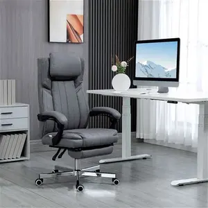 HOMCOM Executive Office Chair, Computer Desk Chair With High Back, Adjustable Headrest, Footrest, Reclining, Dark Grey | Aosom UK