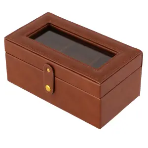 Luxury Butler Brown 3 Section Watch Storage Box, Unisex Watch Gift Box, Watch Travel Case Gifts Ideas