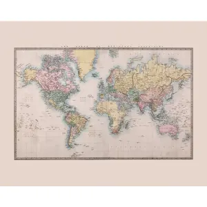 Origin Murals Historic World Map Natural Matt Smooth Paste the Wall Mural 350cm Wide X 280cm High