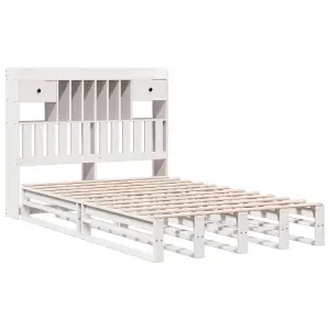 Berkfield Bookcase Bed without Mattress White 120x190 cm Small Double Solid Wood Pine