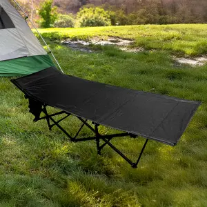 Royalford Folding Camping Beds for Adults, Heavy Duty Sturdy Portable Bed with Carry Bag and Side Pocket Outdoor, Travel