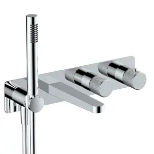 RAK Amalfi Thermostatic Concealed Dual Outlet Shower Valve, Handset and Bath Spout - Chrome