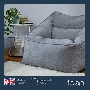 icon Natalia Chenille Armchair Bean Bag Grey Giant Bean Bag Chair