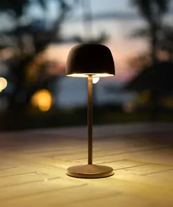 Luminosa Treta LED Table Lamp with Round Tapered Shade Black, 2700-4000K, IP54