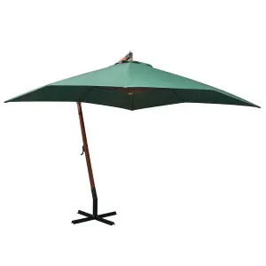 Berkfield Hanging Parasol 300x300 cm Wooden Pole Green