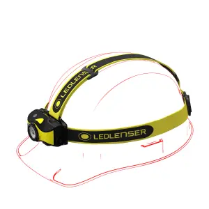 Ledlenser iH9R Rechargable 600 Lumen RGB Light LED Head Torch with Helmet Mount Kit for Plumbers Electricians and DIY