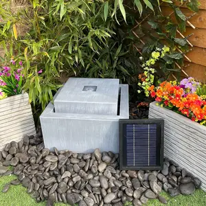 Zinc Cube Modern Metal Solar Water Feature