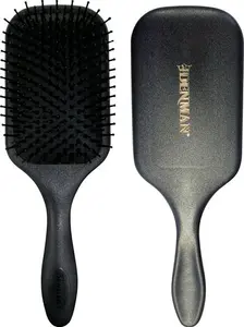 Denman (Black) Large Paddle Cushion Hair Brush For Blow Drying & Detangling - Comfortable Styling, Straightening & Smoothing - For Women And Men,