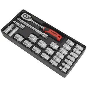 Premium 26 Piece 1/2" Drive Socket Set with Modular Tool Storage Tray