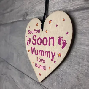 See You Soon Mummy Love Bump Wooden Heart Mummy Gift Bump Gifts Keepsake