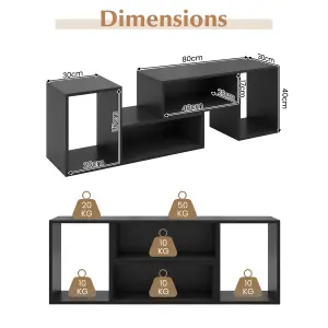 COSTWAY 2-Piece Console TV Stand Free-Combination TV Media Table W/ Storage Shelf