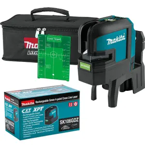 Makita SK106GDZ 12v CXT 4 Point Green Self Level Cross Line Laser Level + Tripod