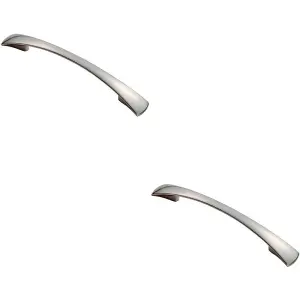 2x Tapered Pull Handle 172 x 16mm 1 28mm Fixing Centres Satin Nickel Curved Bow