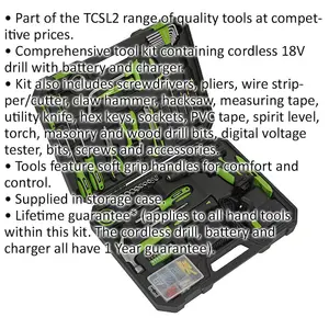 Comprehensive 101pc Premium Tool Kit with Cordless Drill and Accessories