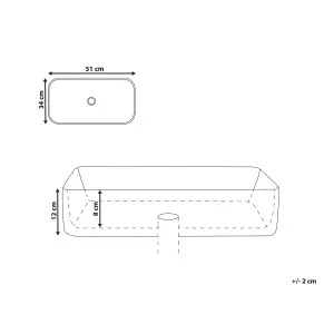 Ceramic Countertop Basin Marble Effect 510 x 340 mm White HOPI