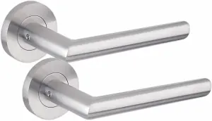 5 Pair of Mitred Design Door Handle On Round Rose Latch Door Handles 2.5" Latch,Ball Bearing Hinges Satin Nickel Finish