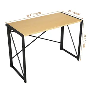 Mcc Direct No Assembly Folding Computer Desk 100cm Natural- Miami