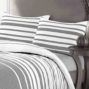 Maximus Striped Monochrome Duvet Cover Set Fully Reversible Modern Bedding - Super King