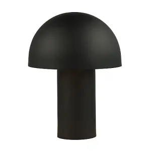 Modern Black Mushroom Table Lamp with Tilted Gold Inner Shade and Fabric Cable