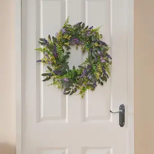 Artificial Door Wall Lavender Wreath Home Decor, Purple- One Size