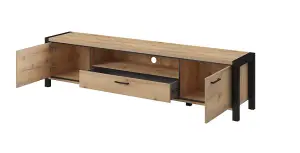 Stylish Aktiv 40 TV Cabinet 2100mm in Oak Taurus & Black Matt - Modern Entertainment Solution H500mm D410mm