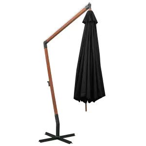 Berkfield Hanging Parasol with Pole Black 3.5x2.9 m Solid Fir Wood