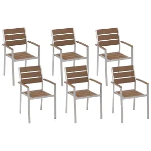 Set of 6 Garden Chairs VERNIO Light Wood