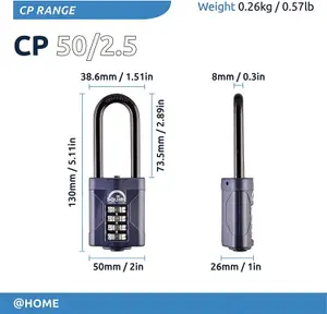 Squire Blue Steel Combination Padlock (H)130mm (W)48mm