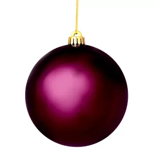 Purple Plastic Round Christmas bauble set, Set of 4 (D) 100mm