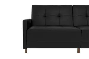 Andora sprung sofa bed in faux leather black