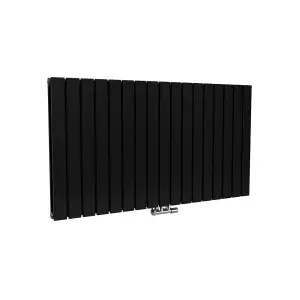 Nes Home 1158 X 600 mm Side Connection Horizontal Flat Panel Side Connection Black Designer Radiator